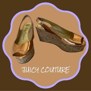 JUICY COUTURE LEATHER WEDGE PLATFORM SLING BACKS made in BRAZIL